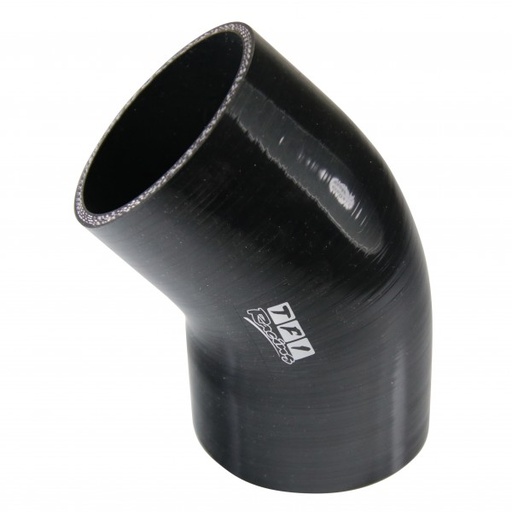 [SH-E45-95-50-BLK] Silicone Hose Black 45 Deg Elbow 95mm (3.75") ID, 50mm Leg Length
