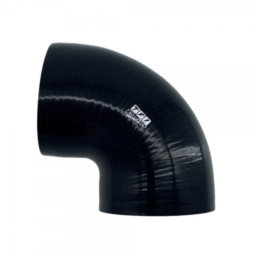 [SH-E90-95-50-BLK] Silicone Hose Black 90 Deg Elbow 95mm (3.75") ID, 50mm Leg Length