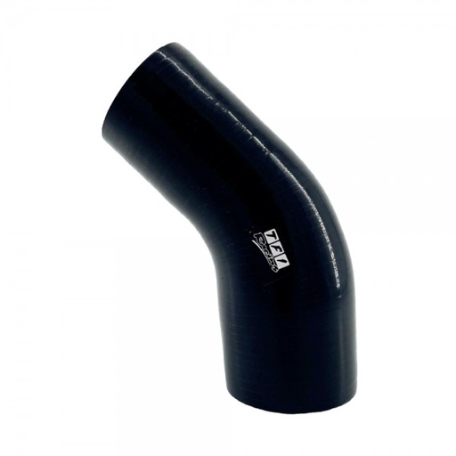 [SH-RE45-70-63-BLK] Silicone Hose  45 Deg Reducing Elbow 70 to 51mm 2.75 to 2.5 ID 50mm Leg Length