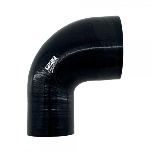 [SH-RE90-76-63-BLK] Silicone Hose Black 90 Deg Reducing Elbow 76 to 63mm (3" to 2.5") ID, 50mm Leg Length