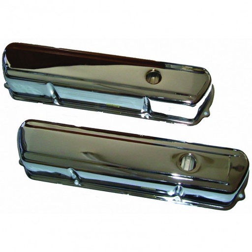 [VC308P] Valve Covers Chrome Holden V8 253-308 Tall Smooth Steel-pr. Suit Roller Rockers